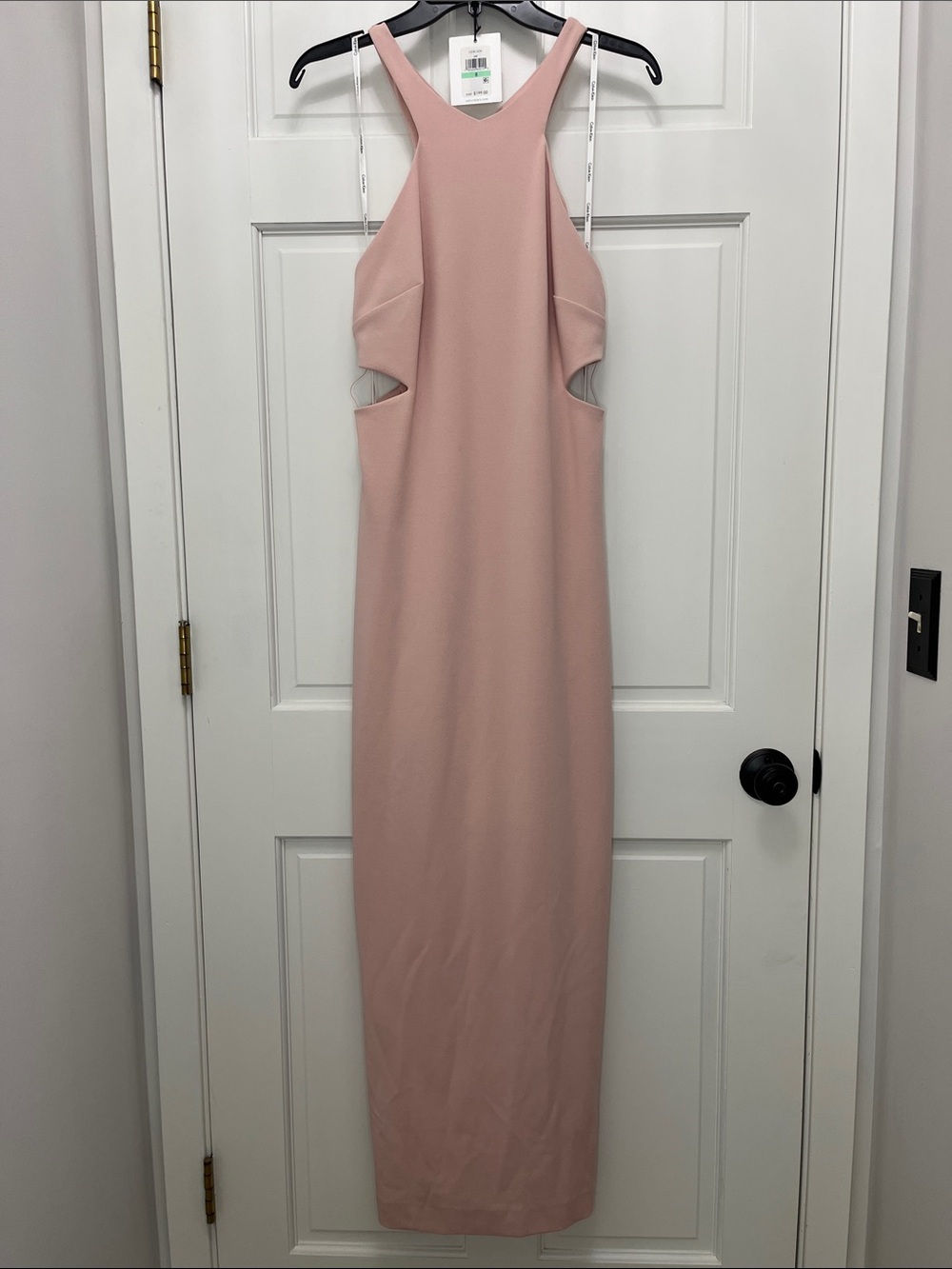 Calvin Klein Blush Maxi Dress with Cut Outs - Size 8